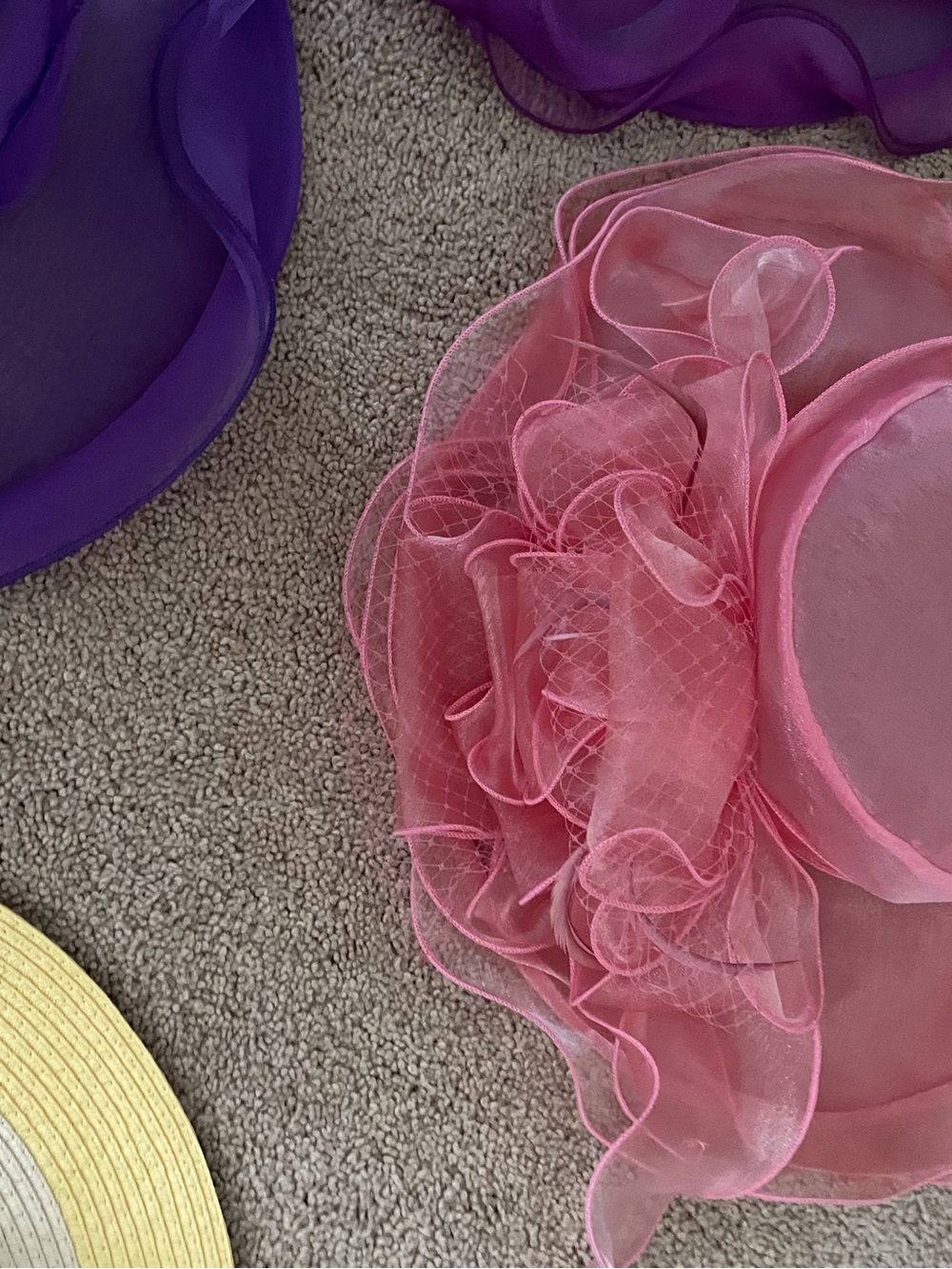 Assorted Women's Dress Hats - Pink, Purple, Hot Pink, Yellow, White - Picture 9 of 9